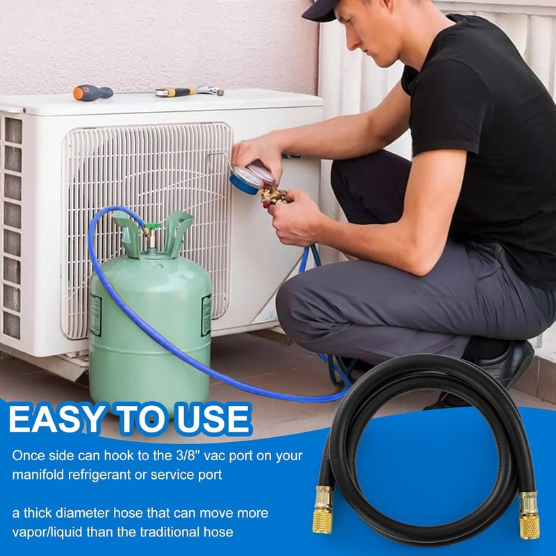 Tigbear 3/8’’ Vacuum Refrigerant Hose, High Flow Charging Hose 3/8 x 3/8 for R410A R134A R407C R502 R12 R22 System, 800 PSI Working Pressure, 60 Inch - Image 5